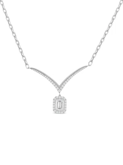 Pre-owned Lb Exclusive Diamond Pendant Necklace In Silver