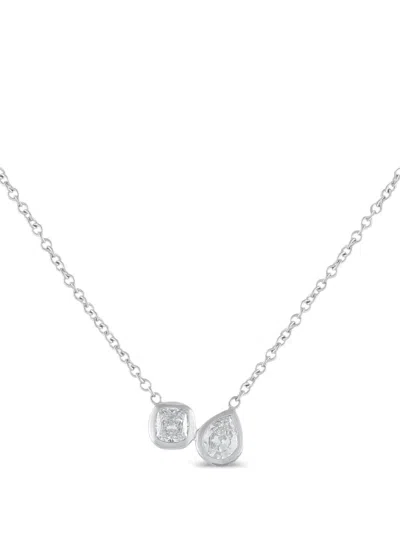 Pre-owned Lb Exclusive Diamond Pendant Necklace In Silver