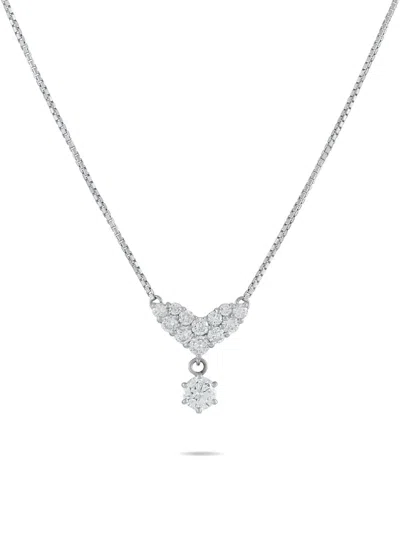 Pre-owned Lb Exclusive Diamond Pendant Necklace In Silver