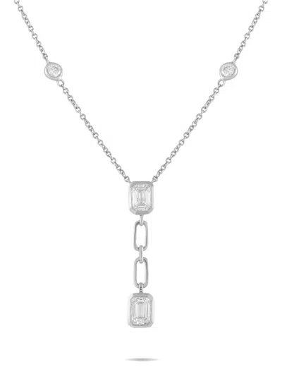 Pre-owned Lb Exclusive Diamond Pendant Necklace In Silver