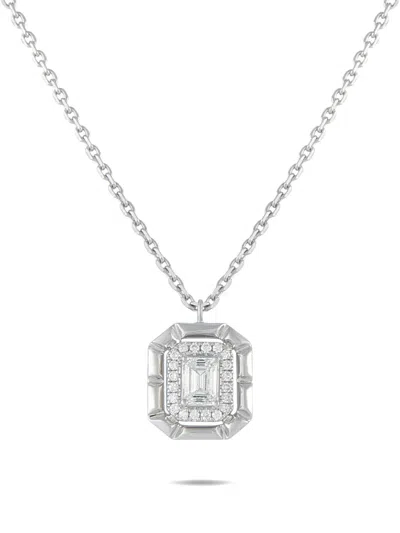 Pre-owned Lb Exclusive Diamond Pendant Necklace In Silver