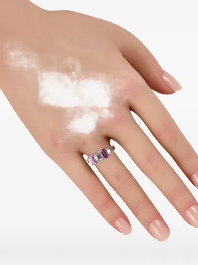 Pre-owned Lb Exclusive Diamond Pink Sapphire Ring In Silver