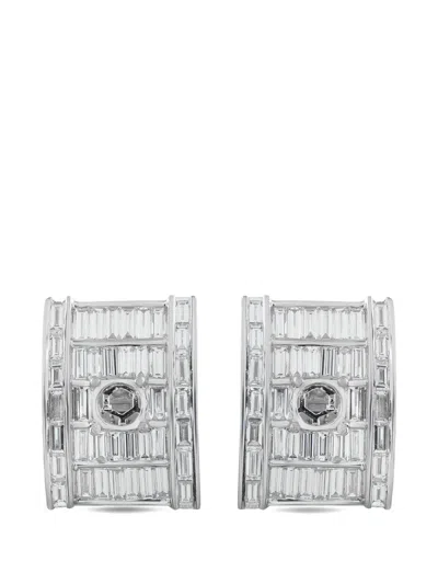 Pre-owned Lb Exclusive Diamond Platinum Clip-on Earrings In Silver