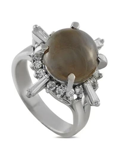 Pre-owned Lb Exclusive Diamond Platinum Ring In Silver