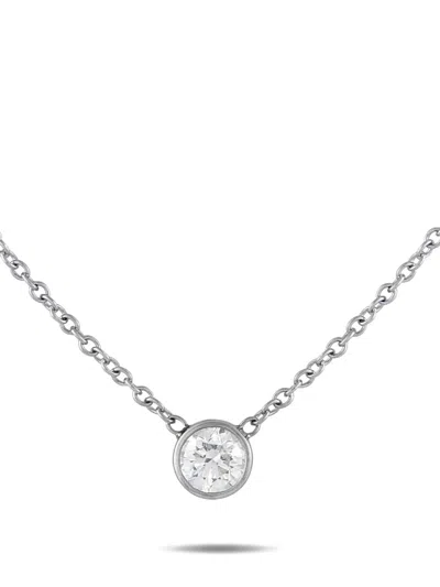 Pre-owned Lb Exclusive Diamond Round-pendant Necklace In Silver