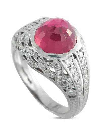 Pre-owned Lb Exclusive Diamond Rubellite Ring In Silver