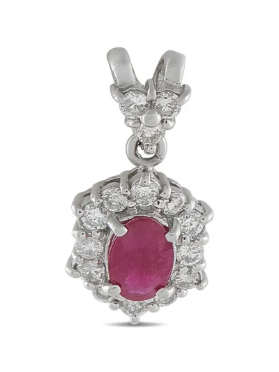 Pre-owned Lb Exclusive Diamond Ruby Pendant In Silver