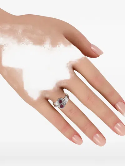 Pre-owned Lb Exclusive Diamond Ruby Ring In Silver