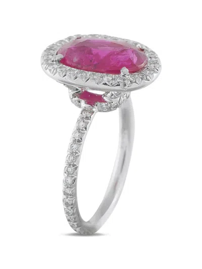 Pre-owned Lb Exclusive Diamond Ruby Ring In Silver