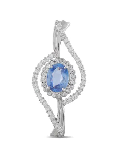 Pre-owned Lb Exclusive Diamond Sapphire Pendant In Silver