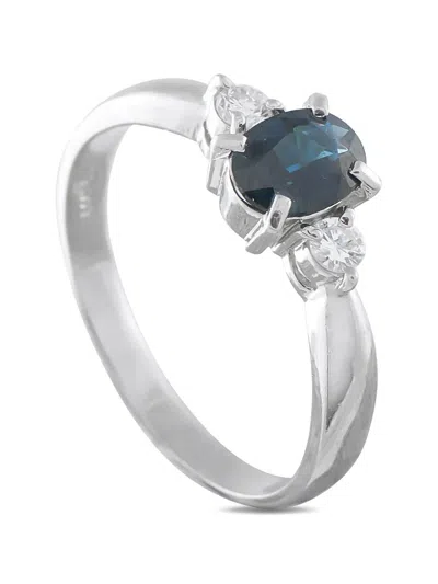 Pre-owned Lb Exclusive Diamond Sapphire Ring In Silver