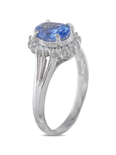 Pre-owned Lb Exclusive Diamond Sapphire Ring In Silver