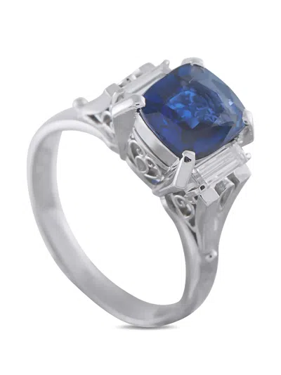 Pre-owned Lb Exclusive Diamond Sapphire Ring In Silver