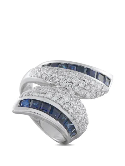 Pre-owned Lb Exclusive Diamond Sapphire Ring In Silver
