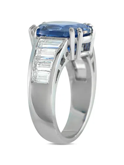 Pre-owned Lb Exclusive Diamond Sapphire Ring In Silver