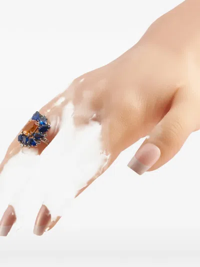 Pre-owned Lb Exclusive Diamond Sapphire Ring In Silver