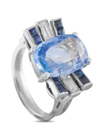 Pre-owned Lb Exclusive Diamond Sapphire Ring In Silver