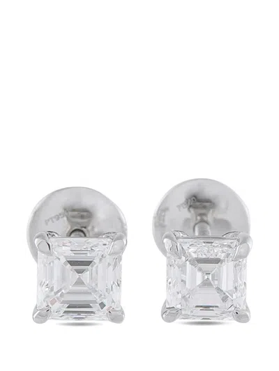 Pre-owned Lb Exclusive Diamond Solitaire Earrings In Silver