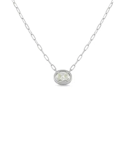 Pre-owned Lb Exclusive Diamond Solitaire Necklace In Silver
