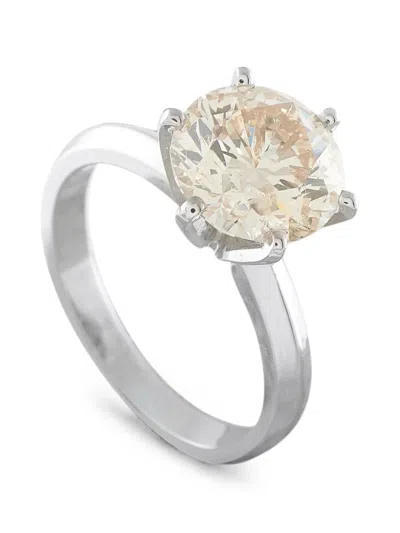 Pre-owned Lb Exclusive Diamond Solitaire Ring In Silver