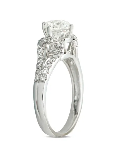 Pre-owned Lb Exclusive Diamond Split-shank Ring In Silver
