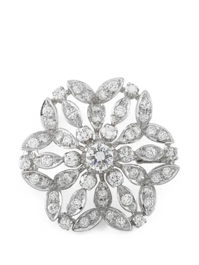 Pre-owned Lb Exclusive Diamond Starburst Brooch In Silver
