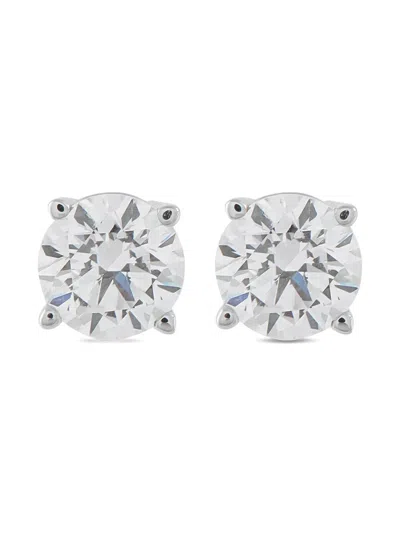 Pre-owned Lb Exclusive Diamond Stud Earrings In Silver