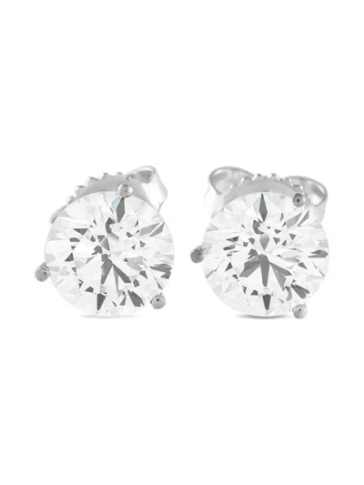 Pre-owned Lb Exclusive Diamond Stud Earrings In Silver