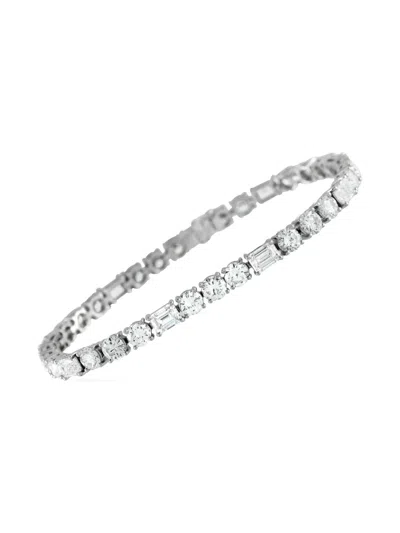 Pre-owned Lb Exclusive Diamond Tennis Bracelet In Silver