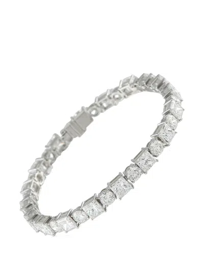 Pre-owned Lb Exclusive Diamond Tennis Bracelet In Silver
