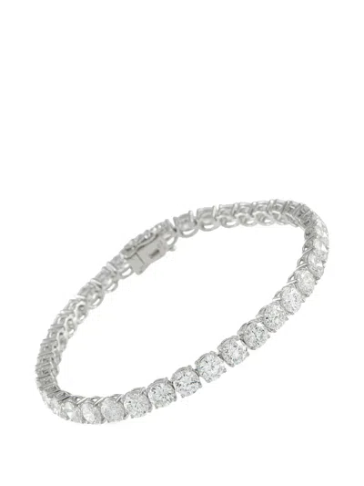 Pre-owned Lb Exclusive Diamond Tennis Bracelet In Silver