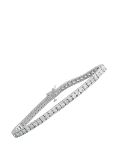 Pre-owned Lb Exclusive Diamond Tennis-fastening Bracelet In Silver