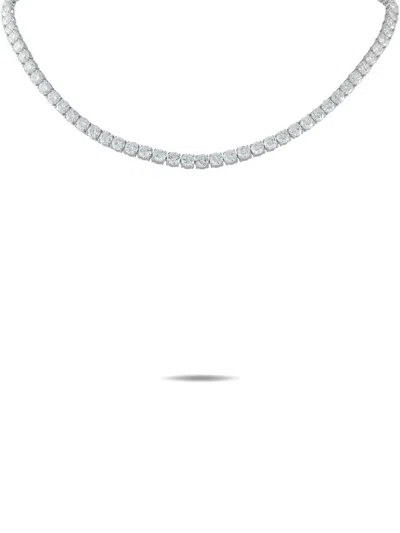 Pre-owned Lb Exclusive Diamond Tennis Necklace In Silver