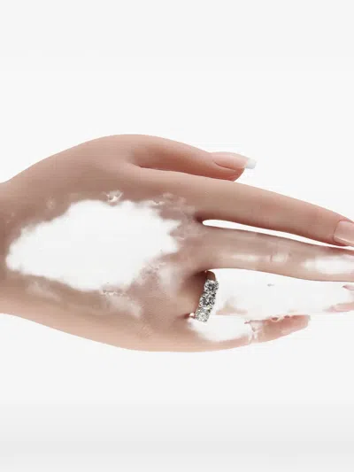 Pre-owned Lb Exclusive Diamond Three-stone Ring In Silver