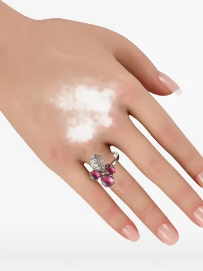 Pre-owned Lb Exclusive Diamond Tourmaline Ring In Silver