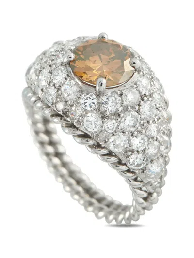Pre-owned Lb Exclusive Diamond Twisted-effect Ring In Silver