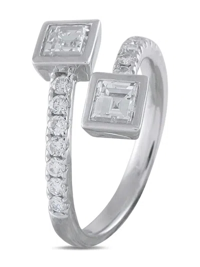 Pre-owned Lb Exclusive Diamond White Gold Bypass Ring In Silver