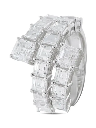 Pre-owned Lb Exclusive Diamond White Gold Ring In Silver