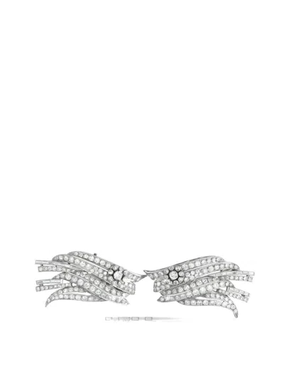 Pre-owned Lb Exclusive Diamond Wings-design Brooch In Silver