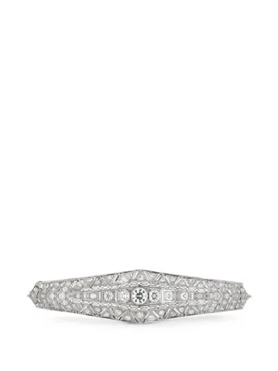 Pre-owned Lb Exclusive Diamond-embellished Brooch In Silver