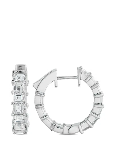 Pre-owned Lb Exclusive Diamonds Hoop Earrings In Silver