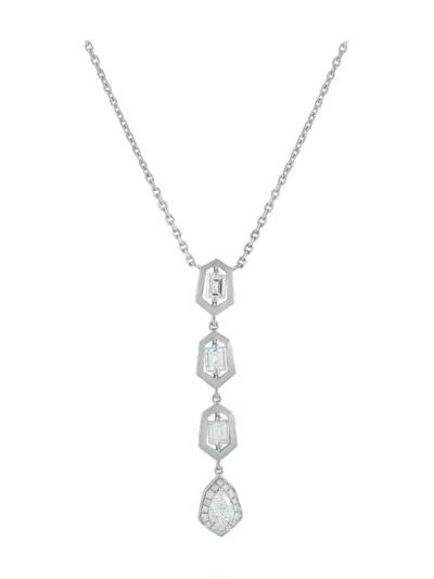Pre-owned Lb Exclusive Drop Diamond Necklace In Silver