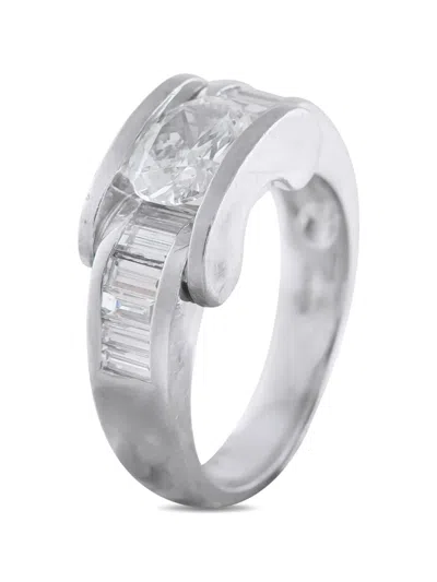 Pre-owned Lb Exclusive East-west Diamond Ring In Silver