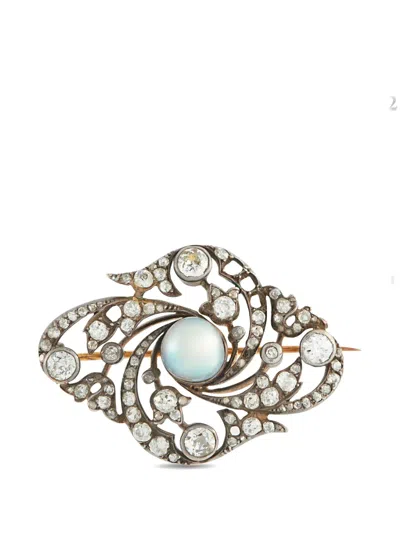 Pre-owned Lb Exclusive Edwardian Pearl And Diamond Brooch In Pink