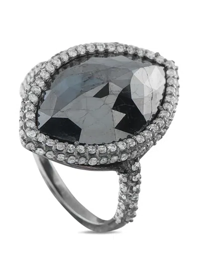 Pre-owned Lb Exclusive Embellished Diamond Ring In Silver