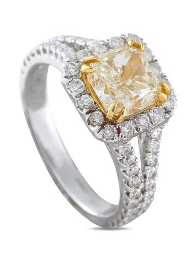 Pre-owned Lb Exclusive Embellished Diamond Ring In Silver