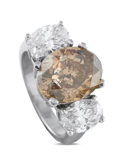 Pre-owned Lb Exclusive Embellished Diamond Ring In Silver