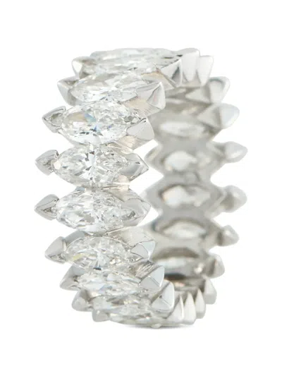 Pre-owned Lb Exclusive Embellished Diamond Ring In Silver