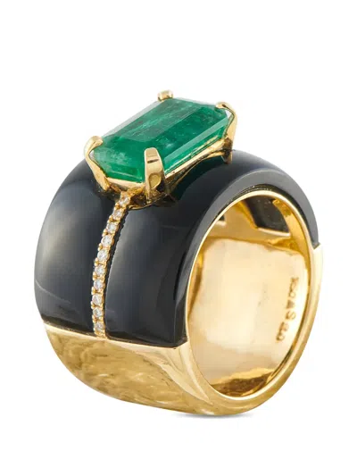 Pre-owned Lb Exclusive Emerald And Diamond Ring In Gold