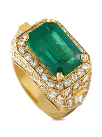 Pre-owned Lb Exclusive Emerald And Diamond Ring In Gold